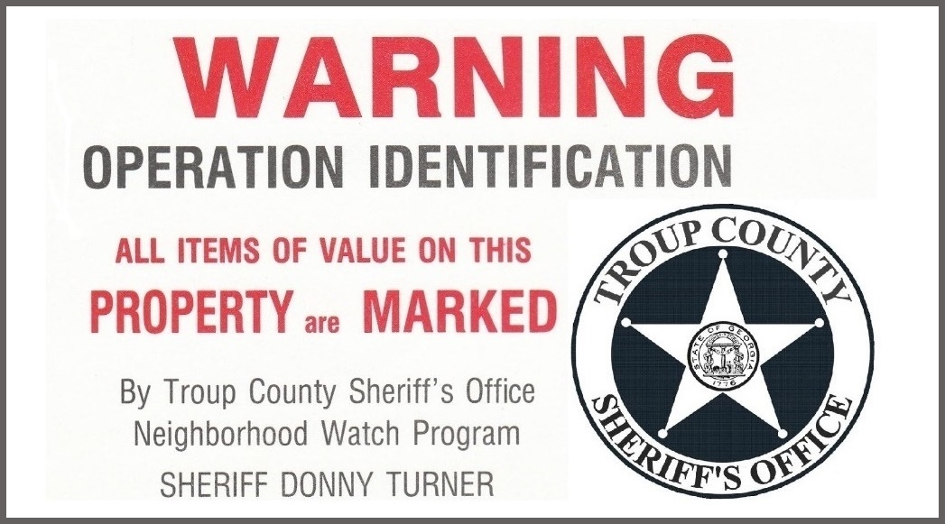 Troup County Sheriff Recommends Operation Identification