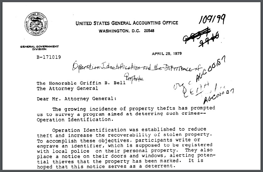 Government Accountability Office (GAO) Validates Operation Identification